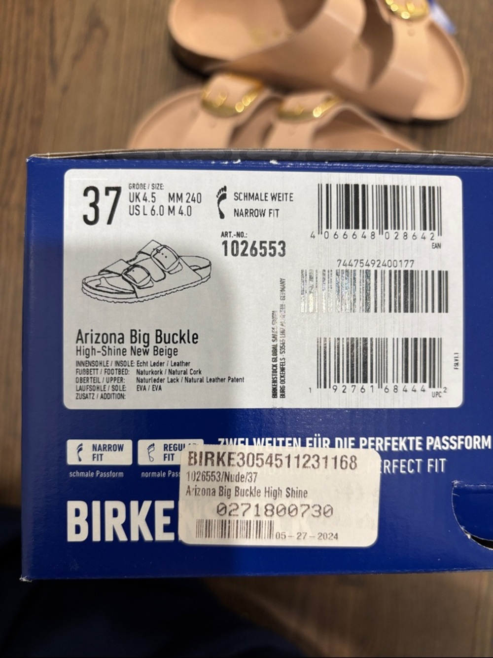 Birkenstock Arizona Big Buckle High Shine Sandals in New Beige - Picture 5 of 5